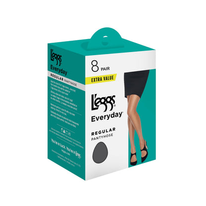 L'eggs Everyday Standard-Panty Sheer Toe Pantyhose for All Day Comfort, 100% Nylon, Suntan, Size A (Pack of 4)
