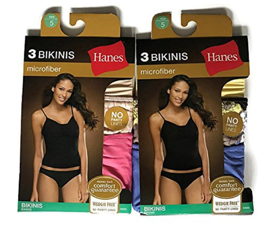 Hanes Microfiber Bikinis Panties Assorted 6 Pairs (5/S, Color 2)