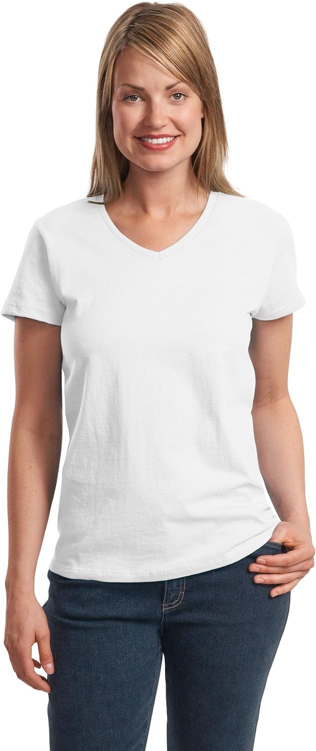Hanes Women's Relaxed Fit Authentic Essentials Short Sleeve V-neck T-Shirt