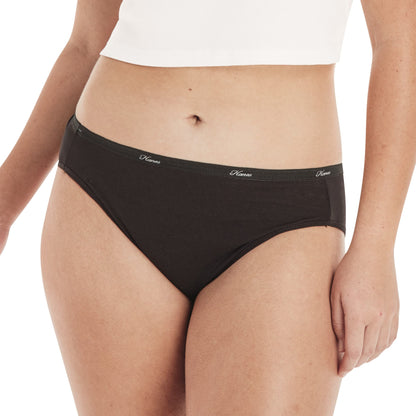 Hanes Pp43Wb Womens No Ride Up Cotton Hi Cut Panties Solid Size 6