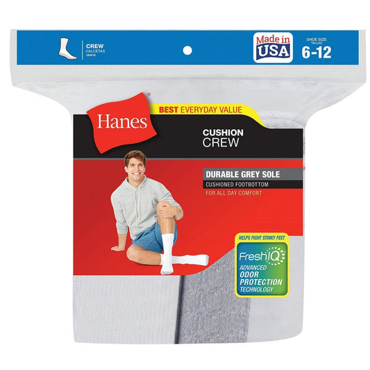 Hanes Men's FreshIQ Cushion Crew Socks