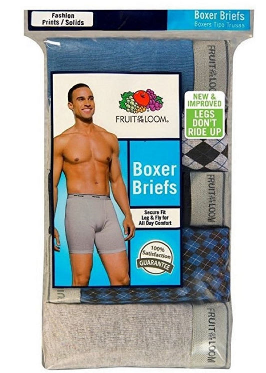 Fruit of the Loom Men's Big Boxer Brief(Pack of 4) (Fashion Prints/Solids, Large)