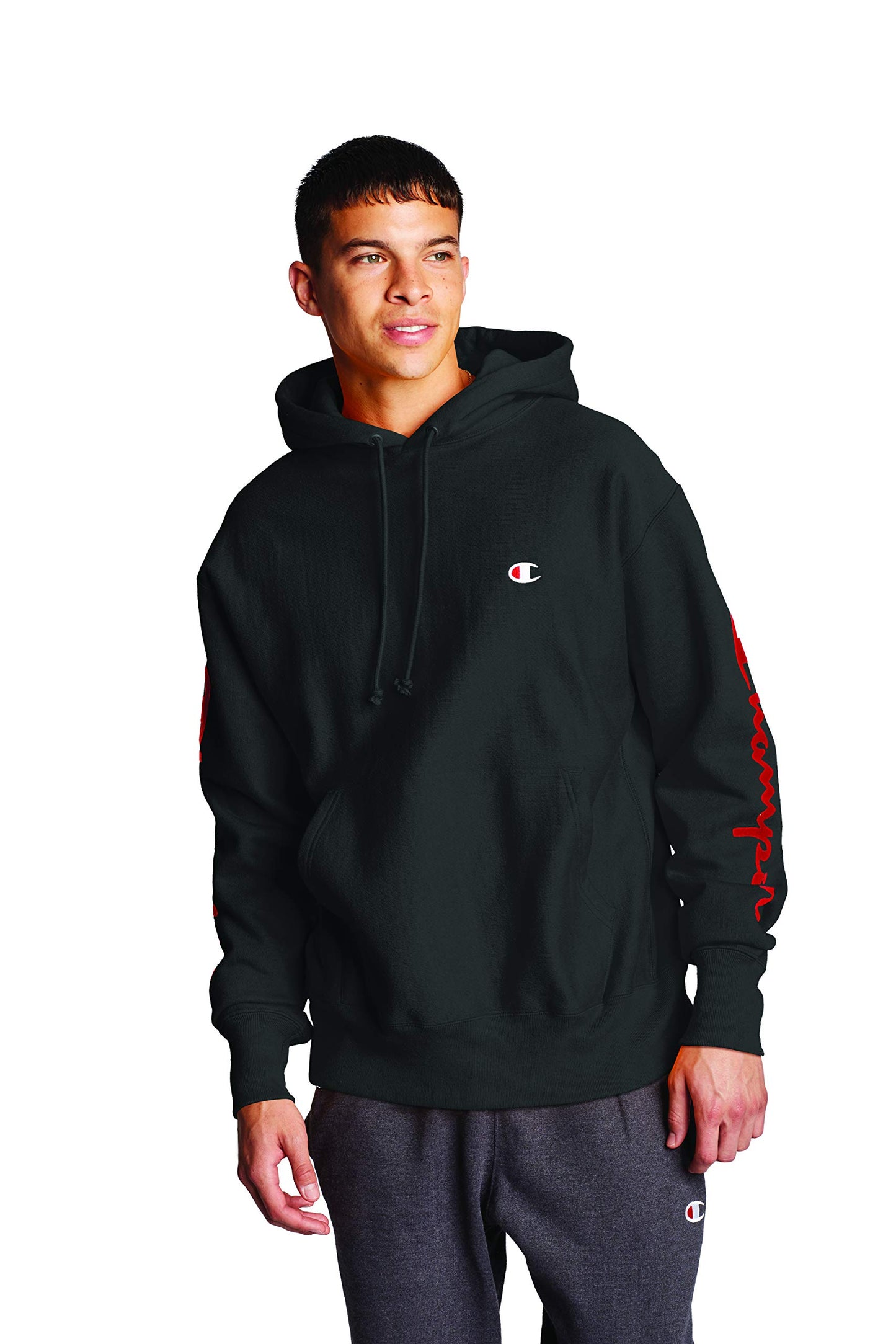 Champion Men's Reverse Weave Pullover Graphic, Oxford Gray-Y07985, Large