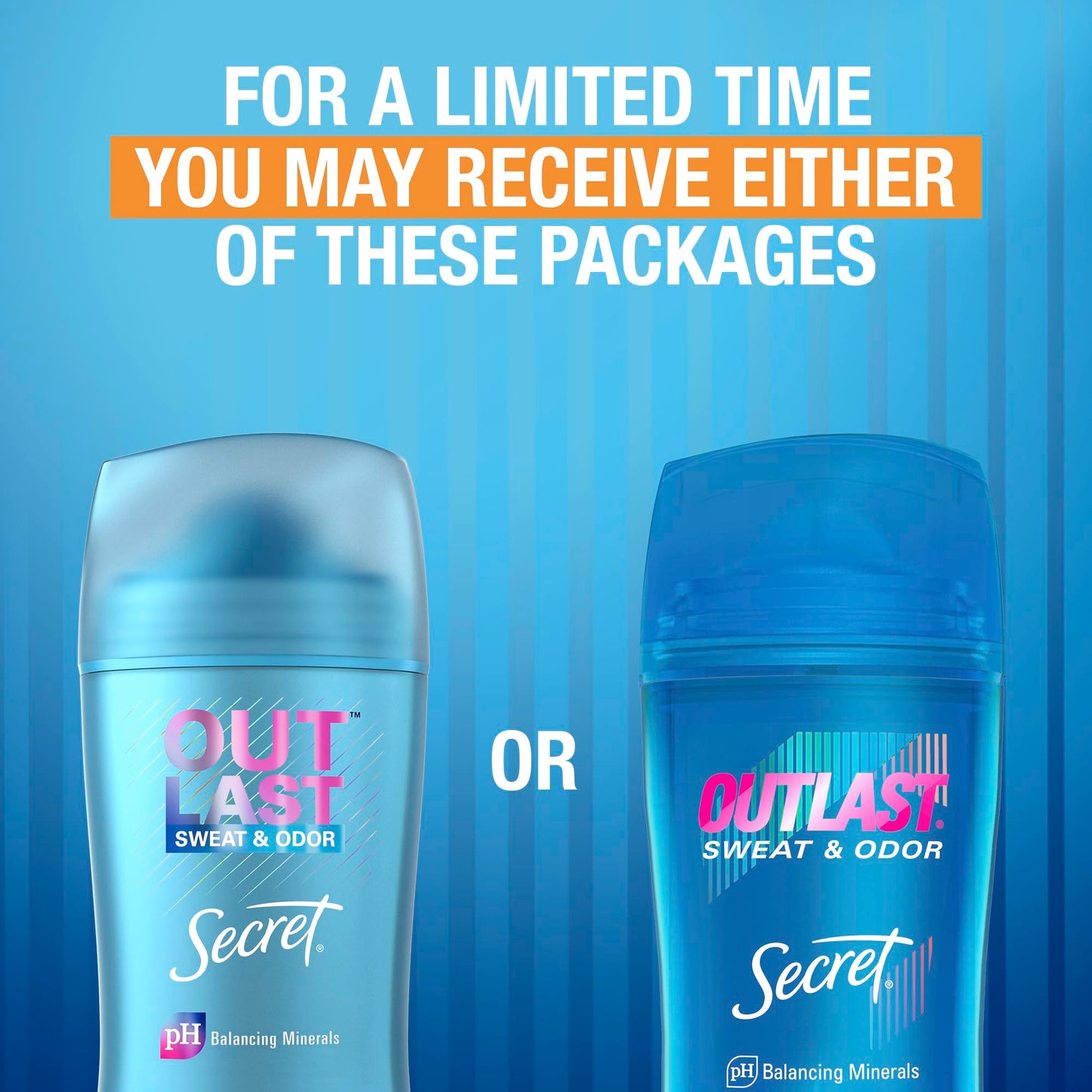 Secret Outlast Antiperspirant Deodorant for Women, 72hr Sweat & Odor Protection, PH Balancing Minerals, Clear Gel, Unscented, 2.6 oz