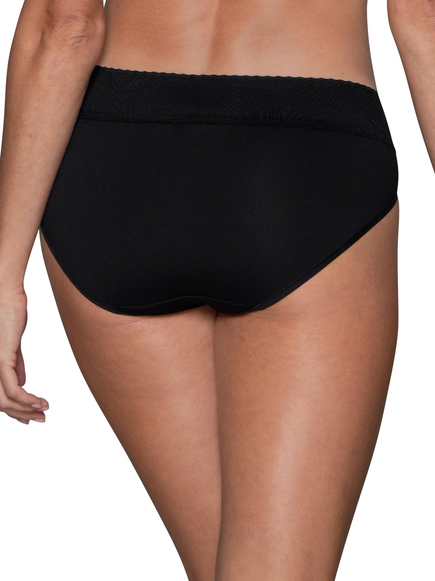 Vanity Fair Women's Effortless Panties for Everyday Wear, Buttery Soft Fabric & Lace, Hi Cut-3 Pack-Black