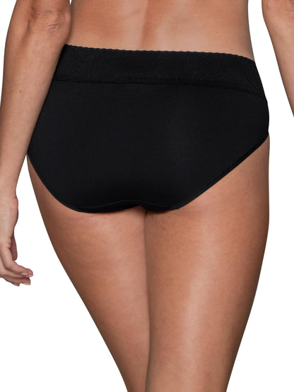 Vanity Fair Women's Effortless Panties for Everyday Wear, Buttery Soft Fabric & Lace, Hi Cut-3 Pack-Black