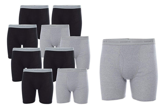 Hanes Men's 10-Pack Boxer Briefs with Comfort Flex Waistband, Black/Grey, X-Large
