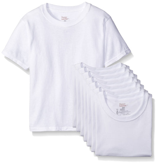 Hanes Big Boys 8-Pack Classics Crew Undershirt, White, X-Large