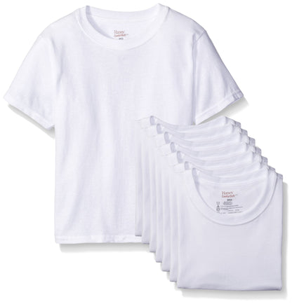 Hanes Big Boys 8-Pack Classics Crew Undershirt, White, X-Large