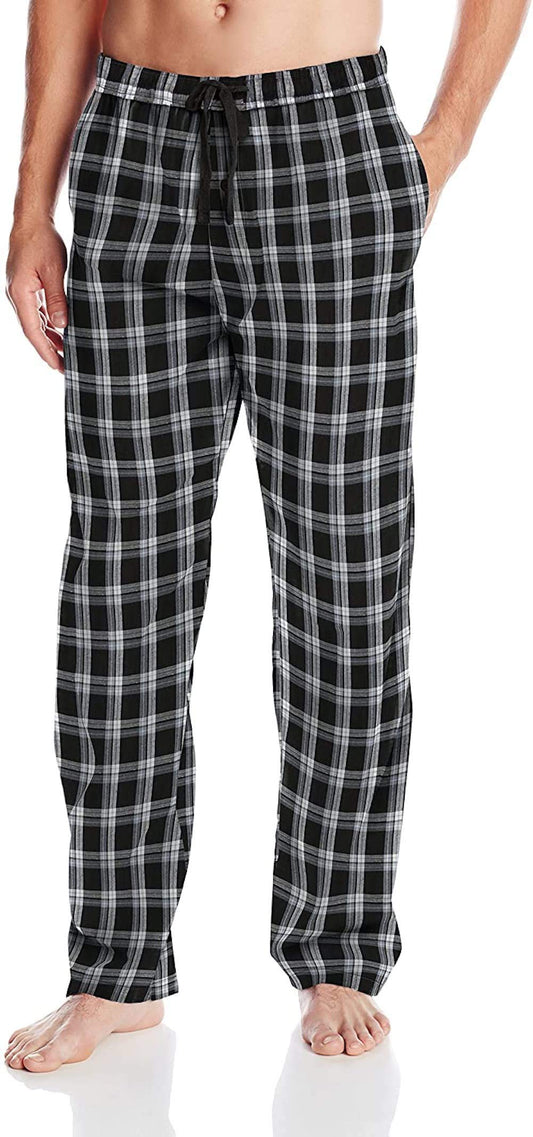 Hanes Men's Woven Plaid Sleep Pant with Stretch, Medium Blue, Extra Large