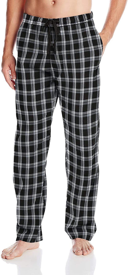 Hanes Men's Woven Plaid Sleep Pant with Stretch, Medium Blue, Extra Large