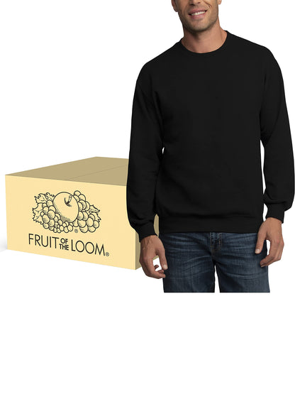 Fruit of the Loom Men's Fleece Sweatshirts, 12 Pack-Black, X-Large