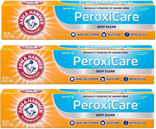 Arm & Hammer PeroxiCare Healthy Gums Toothpaste, Baking Soda & Peroxide, Fresh Mint, 6 Ounce (Pack of 3)