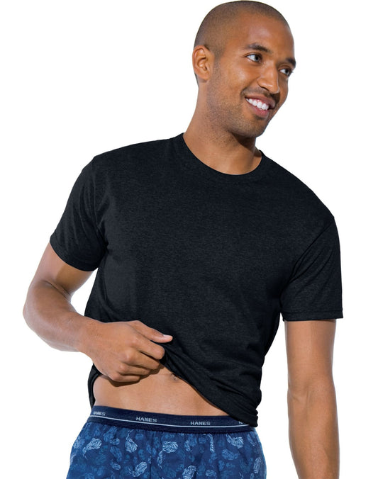 Hanes Men's 4Pack Crew Neck Tagless Black-Grey Undershirts Crewneck T-Shirt S
