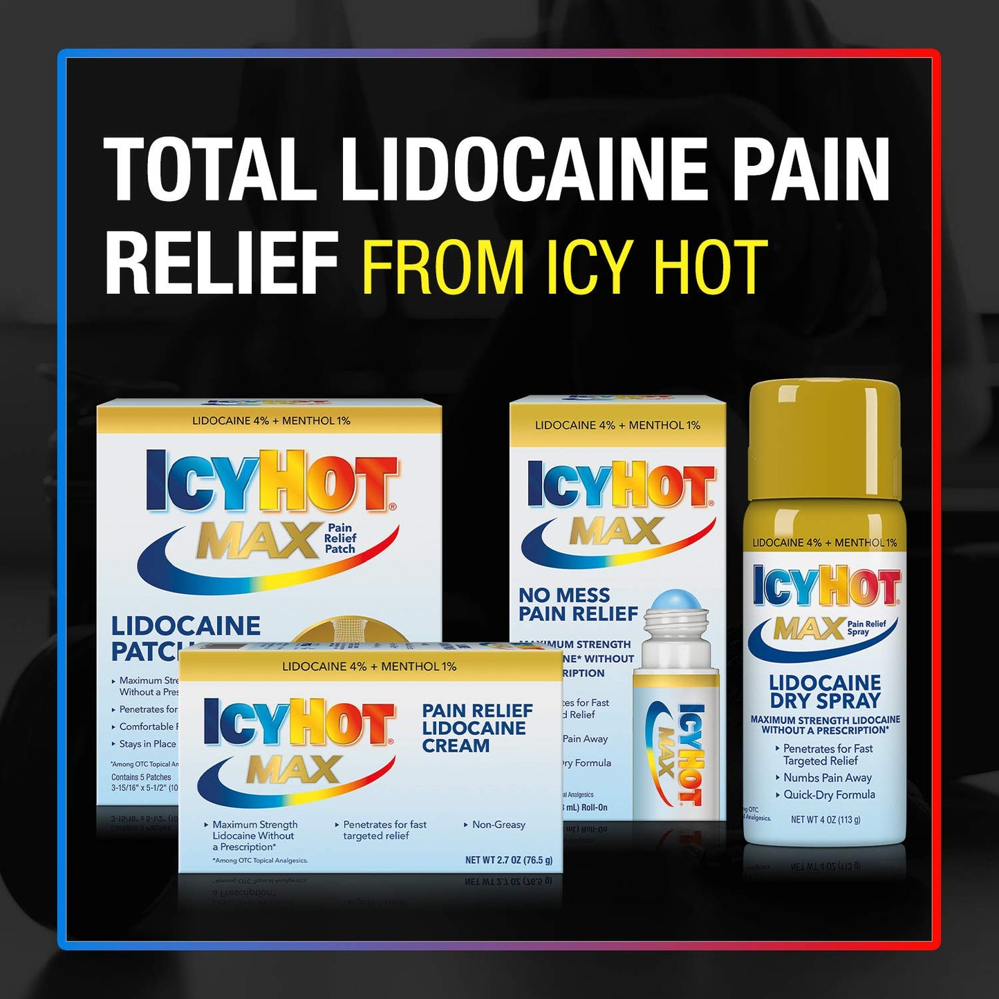 Icy Hot Max Strength Pain Relief Cream with Lidocaine Plus Menthol, 2.7 Ounces