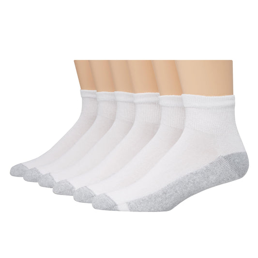 Hanes Big and Tall Ankle, 12-14-White, 6 Pairs