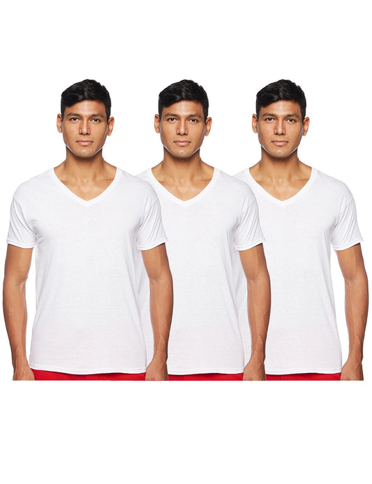 Hanes Men's 3-Pack V-Neck T-Shirt (Large (42-44), White)