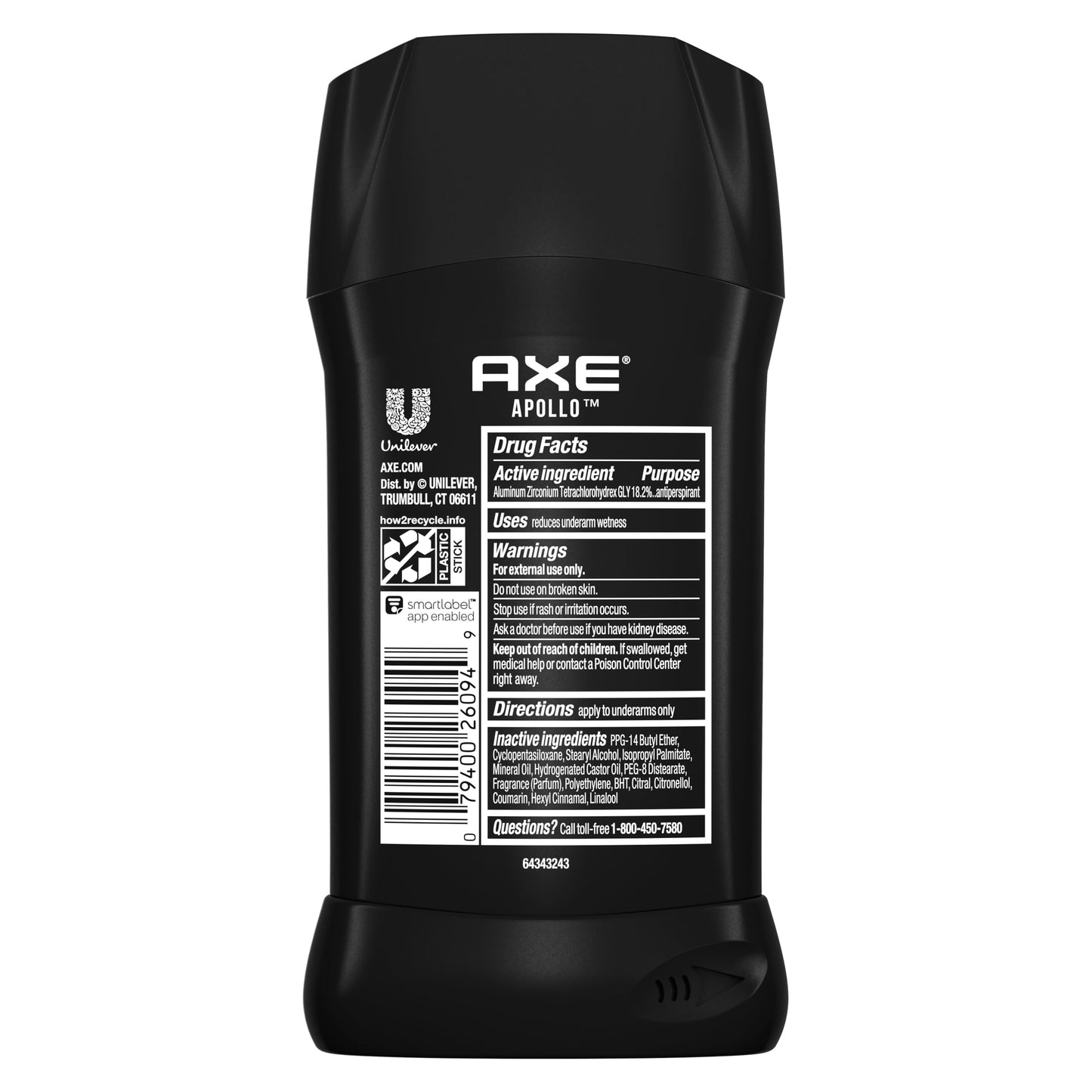 AXE Antiperspirant Deodorant Stick Apollo 48 Hour Sweat and Odor Protection for Long Lasting Freshness, Sage & Cedarwood Men's Deodorant 2.7 oz