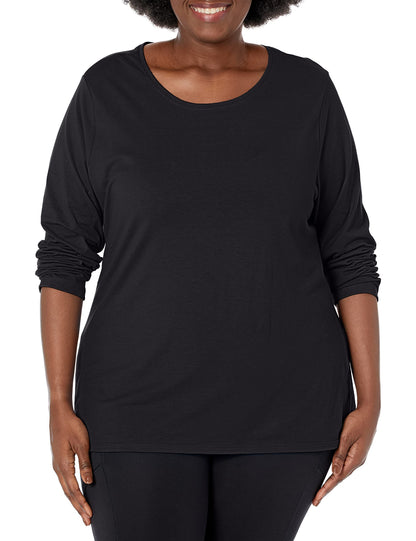 Just My Size Women's Plus Size Long Sleeve Tee, Ebony, 5X
