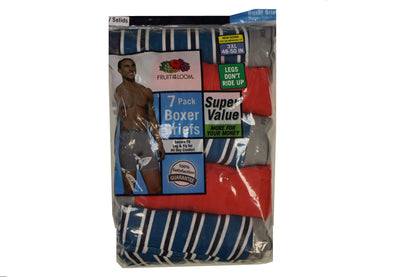 Fruit of the Loom Men's 7Pack Stripes Solids Boxer Briefs Cotton Underwear 3XL