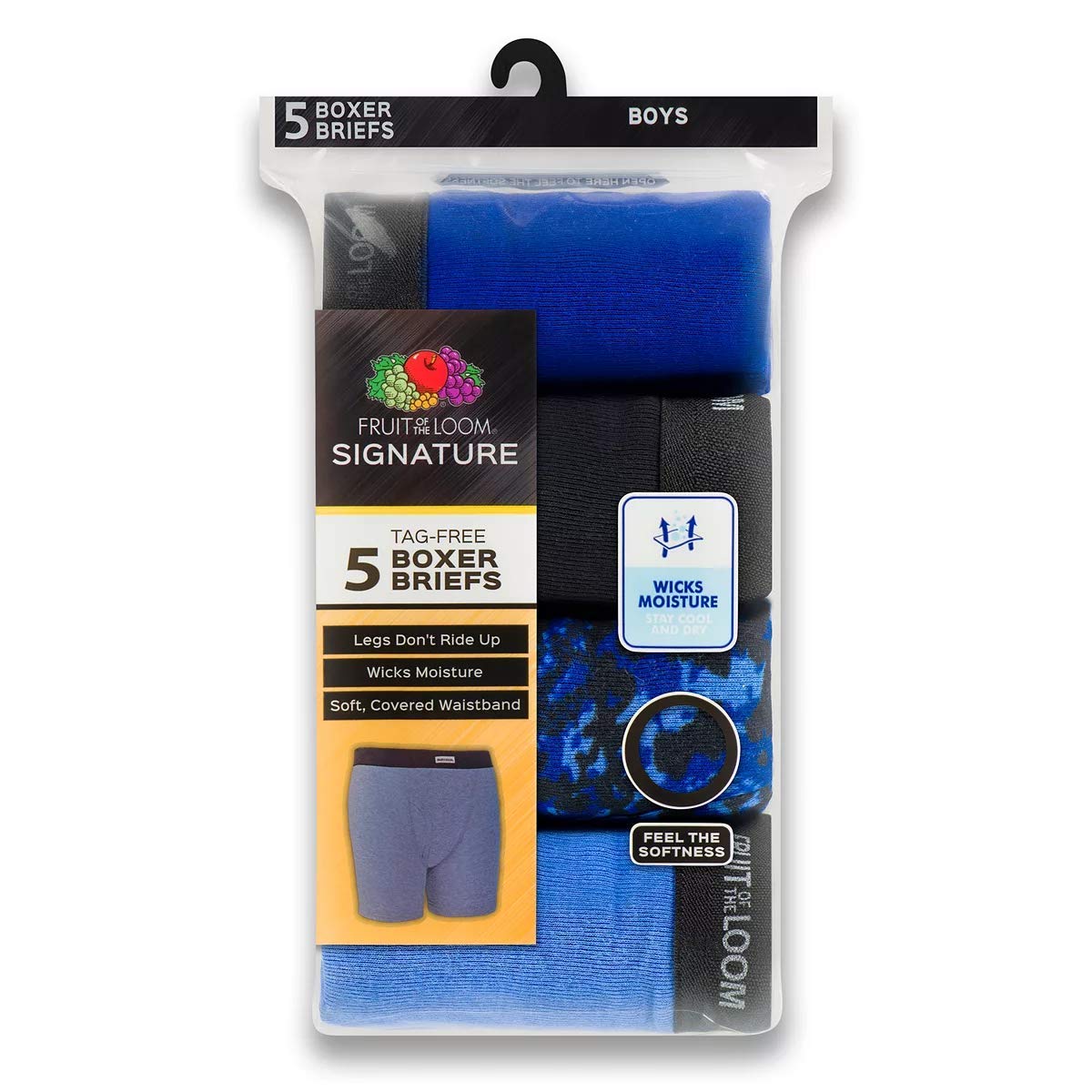 Fruit of the Loom Boys' Boxer Briefs Signature Collection 10 Pack M