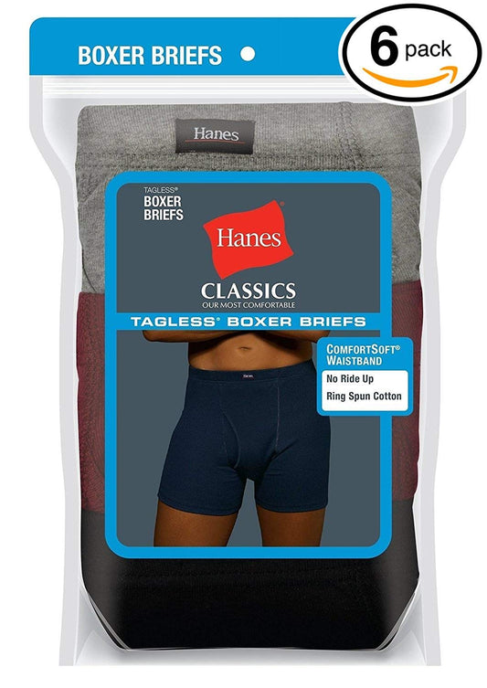 Hanes Mens Tagless Boxer Brief 6-Pack (Ultimate, Large)