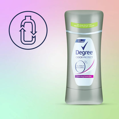 Degree 0% Aluminum Free Deodorant 48H Odor Protection Calming Lavender Deodorant for Women, 2.6 Ounce (Pack of 4)