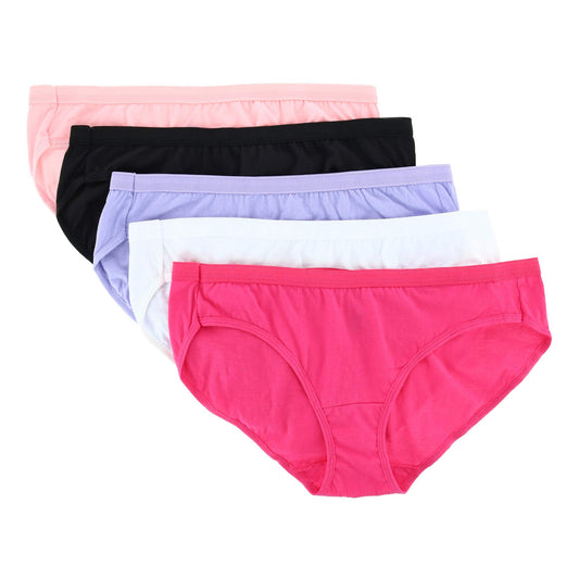 Just My Size Women's Plus Size 5-Pack Cotton Bikini, Assorted Colors, 12