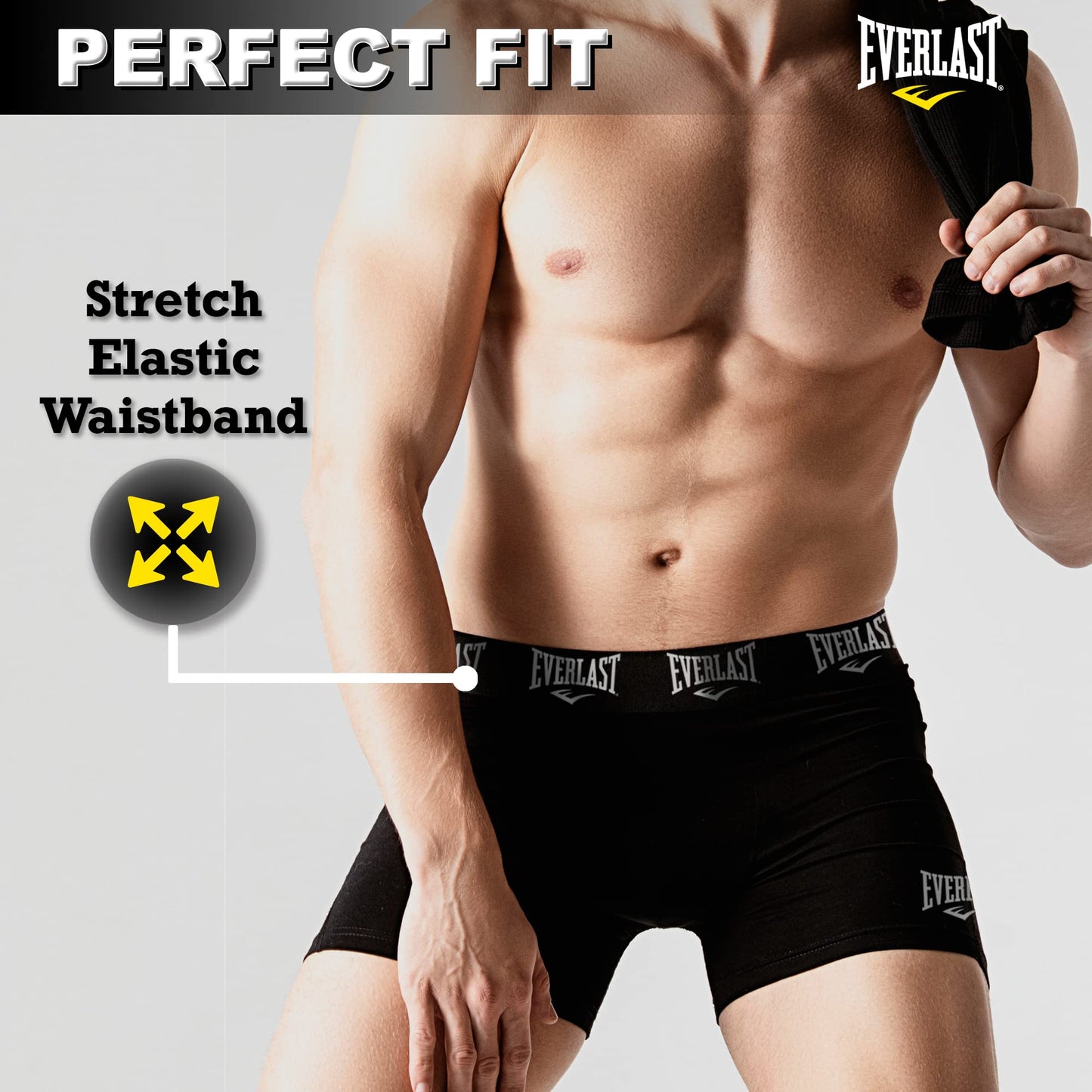Everlast Mens Boxer Briefs Breathable Underwear for Men - 6 Pack Active Performance Mens Underwear (XL, Grey/Blue/Red)