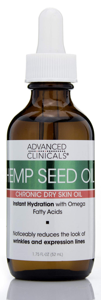 Advanced Clinicals Hemp Seed Oil for Face. Cold Pressed Hemp Seed Oill instantly hydrates skin and helps with Wrinkles, Fine Lines, and Expression Lines, 2-Pack