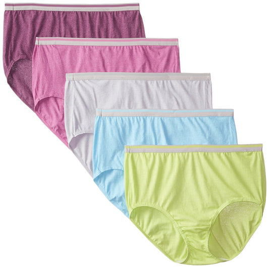 Fruit of the Loom Women's Plus Size Fit for Me 5 Pack Cotton Panties, Assorted, 3X-Large (10)