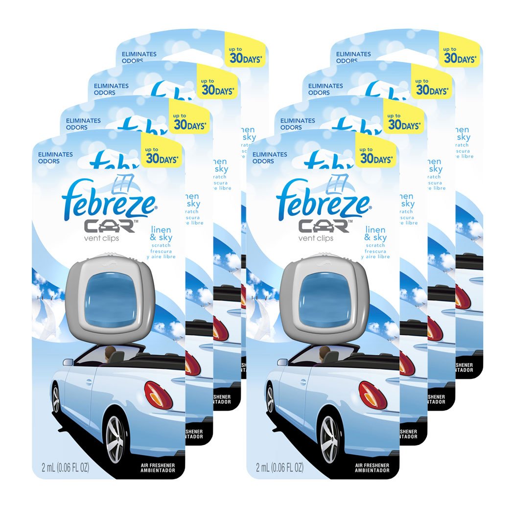 Febreze Car Air Fresheners, New Car Scent, Odor Eliminator for Strong Odors Car Vent Clips (2 Count)