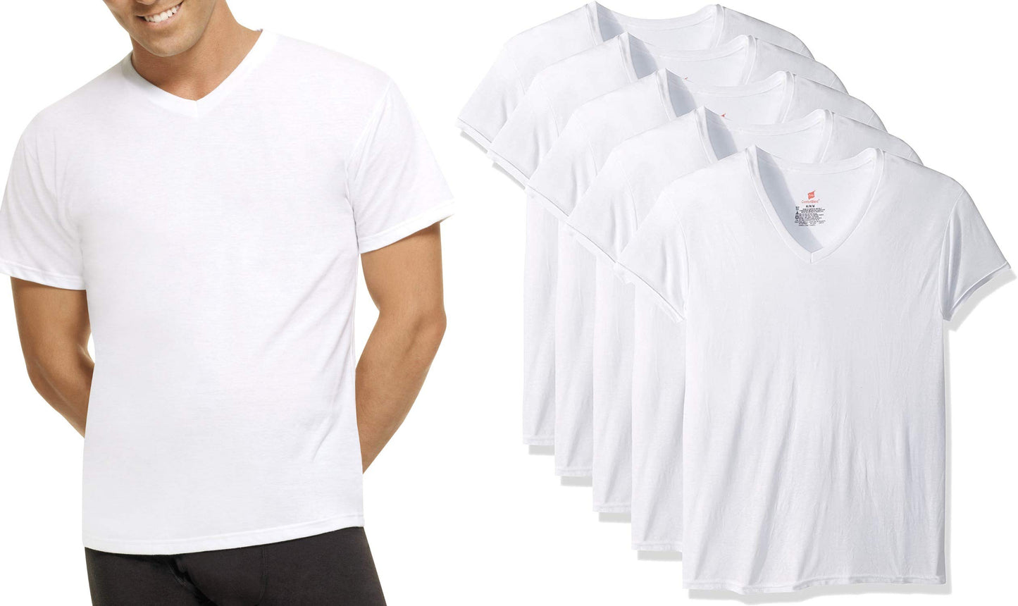 Hanes Men's Comfort Blend 6-Pack V-Neck T-Shirts (White, XX-Large 6-Pack)