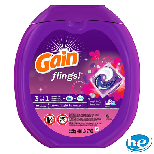 Gain Flings Moonlight Breeze 3-in-1 Laundry Pac - 90 Ct.