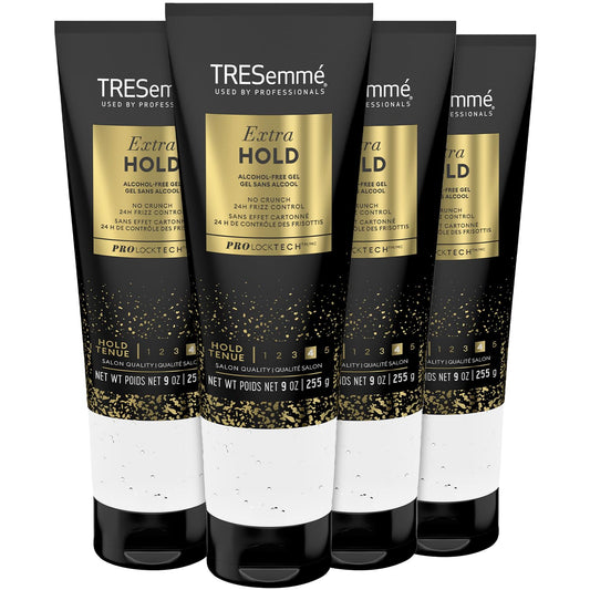 TRESemme Hair Gel with Vitamin B, Extra Hold Hair Gel, Protect Hair from Damaging Hair Dryer, Styling Tools & Appliances, Volumizing Hair Products with Frizz Control, 4 Tubes - 9 Oz. Ea.