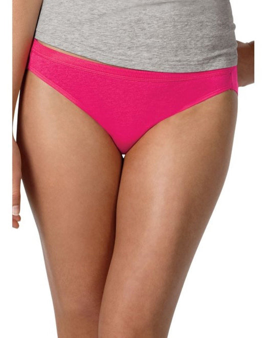 Hanes Women's 6Pack 100% Cotton Bikini Underwear Ladies Panties, Assorted 10