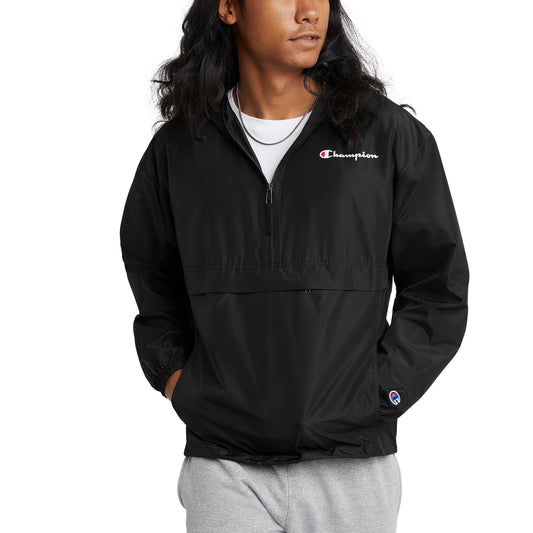Champion mens Packable - Solid Jacket, Black-549369, Large US