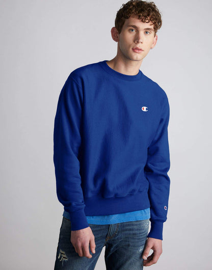 Champion Men Reverse Pull Over Crew Fleece, Bkc, Large