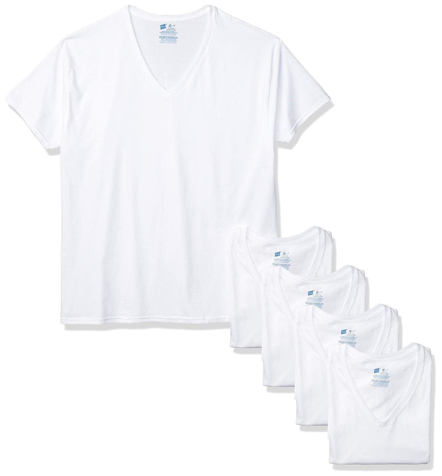 Hanes Ultimate Men's Sport X-Temp Comfort V-Neck Shirt 4-Pack, White, X Large