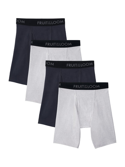 Fruit of the Loom Men's Long Leg Boxer Briefs 12-Pack Breathable Cotton Micro-Mesh XL