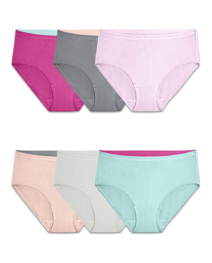 Fruit Of The Loom Womens Breathable Underwear, Moisture Wicking Keeps You Cool & Comfortable, Available In Plus Size Briefs, Micro Mesh - Low Rise Brief - 6 Pack - Colors May Vary, 10 US
