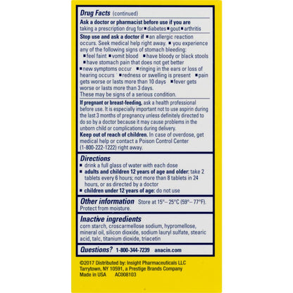 Anacin Fast Pain Relief Pain Reducer Aspirin Tablets, 300 Tablets, (Pack of 3)