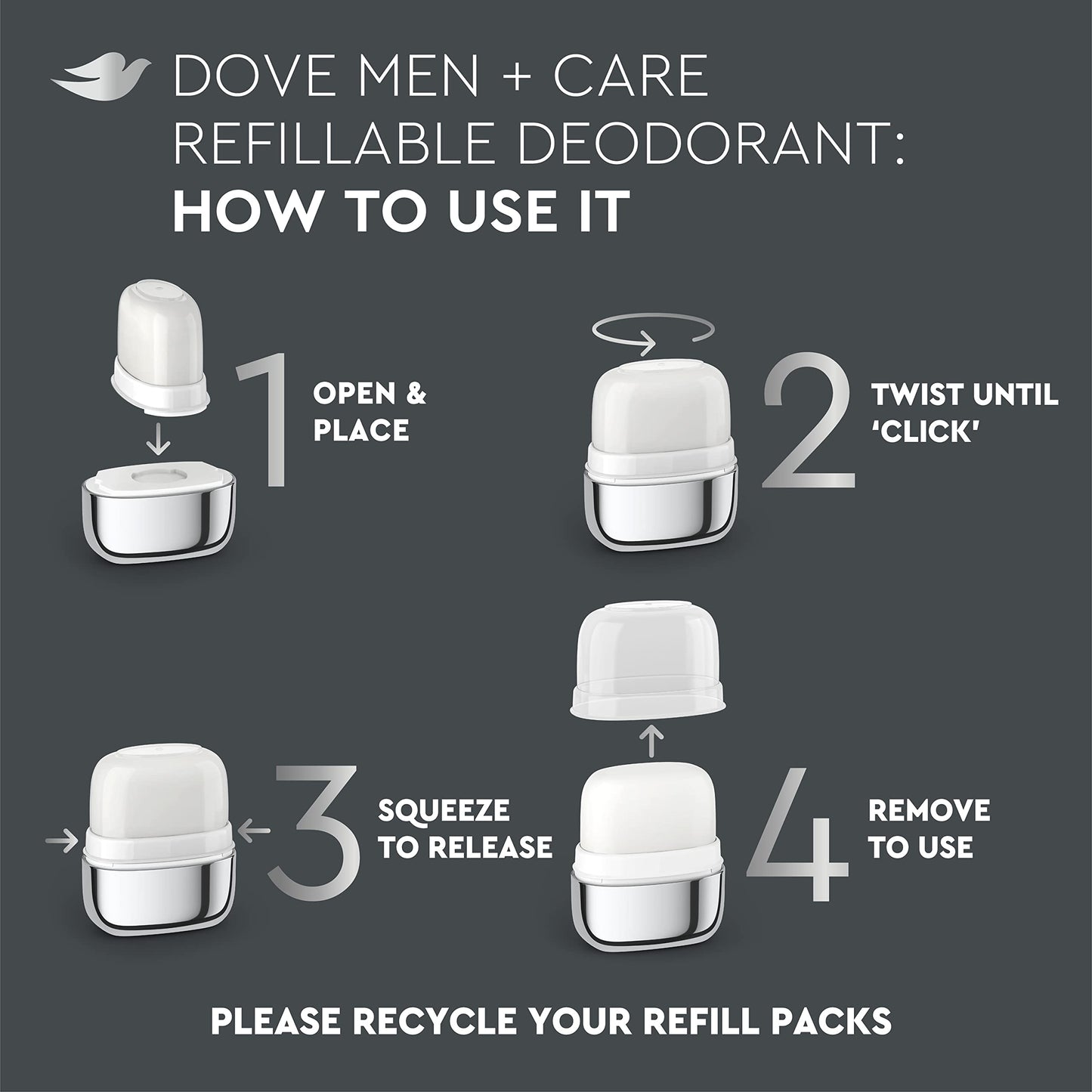 Dove Men+Care Deodorant Refill 0 percent Aluminum Clean Touch Aluminum Free Deodorant 1.13 Ounce (Pack of 2)