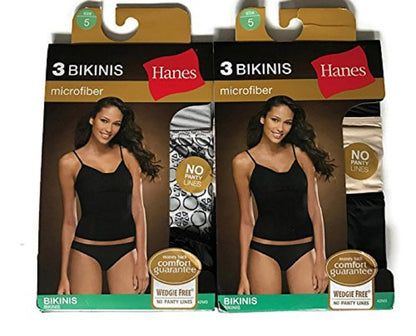 Hanes Microfiber Bikinis Panties Assorted 6 Pairs (5/S, Color 2)