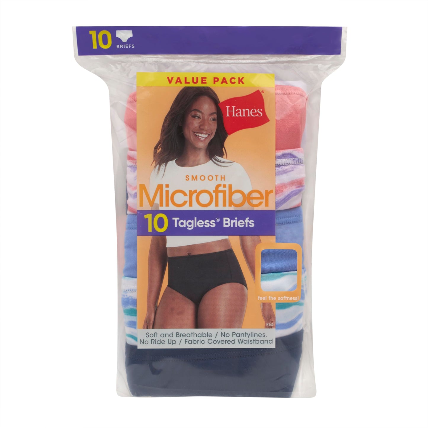 Hanes Womens Cool Comfort Microfiber Brief Underwear, 10-pack (Colors May Vary)