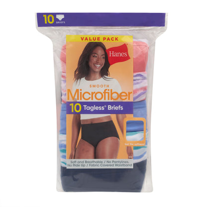 Hanes Womens Cool Comfort Microfiber Brief Underwear, 10-pack (Colors May Vary)