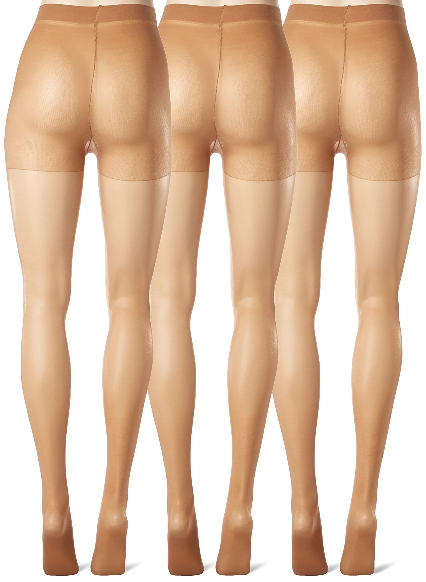 L'eggs Women's Energy 3 Pack Control Top Reinforced Toe Panty Hose, Suntan, Q