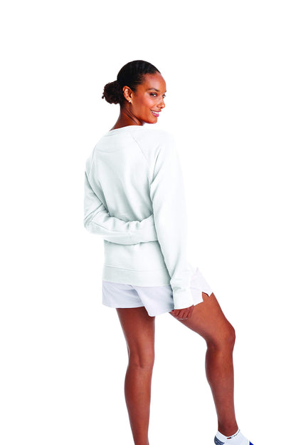 Champion womens Champion Women's Powerblend Crew, Screen Print Script Sweatshirt, White, X-Large US