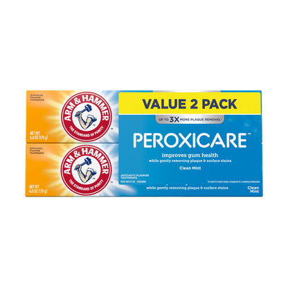 ARM & HAMMER Peroxicare Toothpaste for Gum Health, Baking Soda Toothpaste, Clean Mint, 6.0 oz (Pack of 4