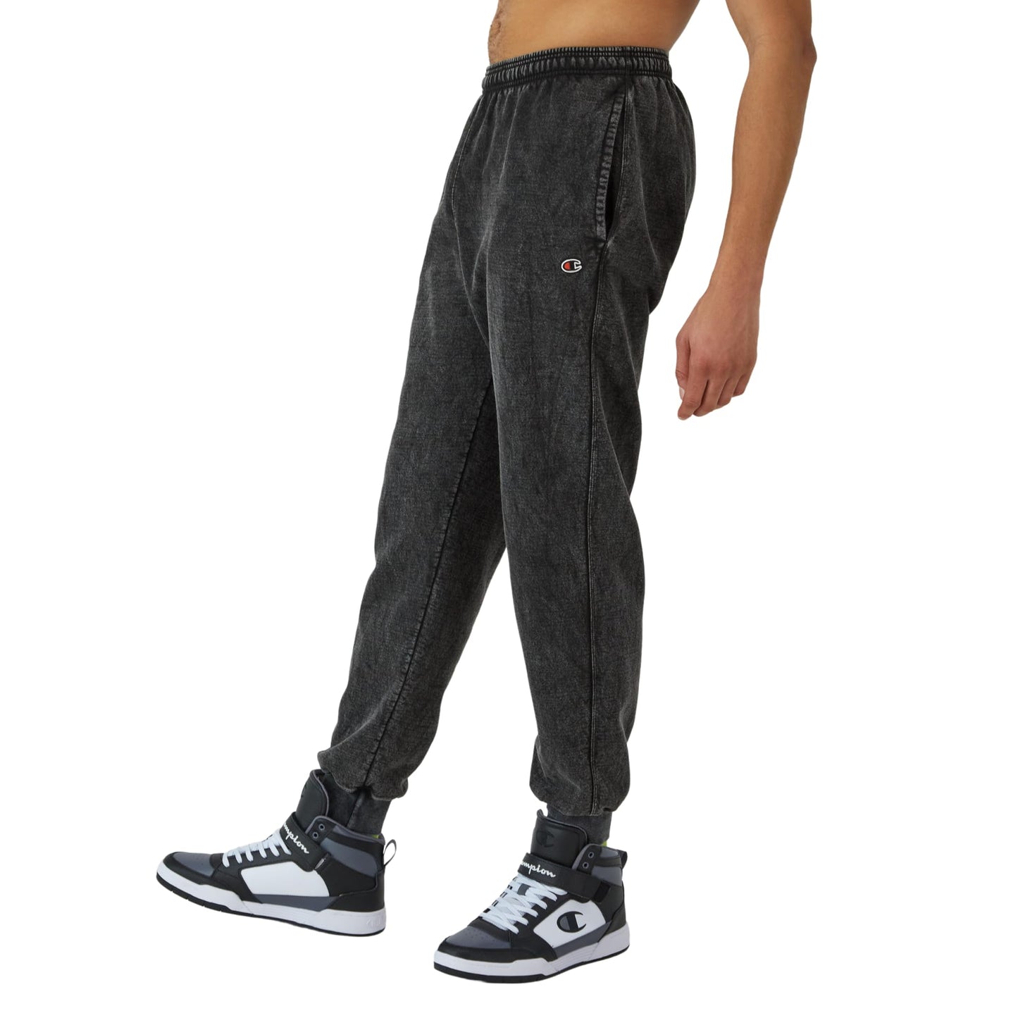 Champion, Mineral Dye Graphic, Fleece Men's Jogger Sweatpants, 30", Black C Patch Logo